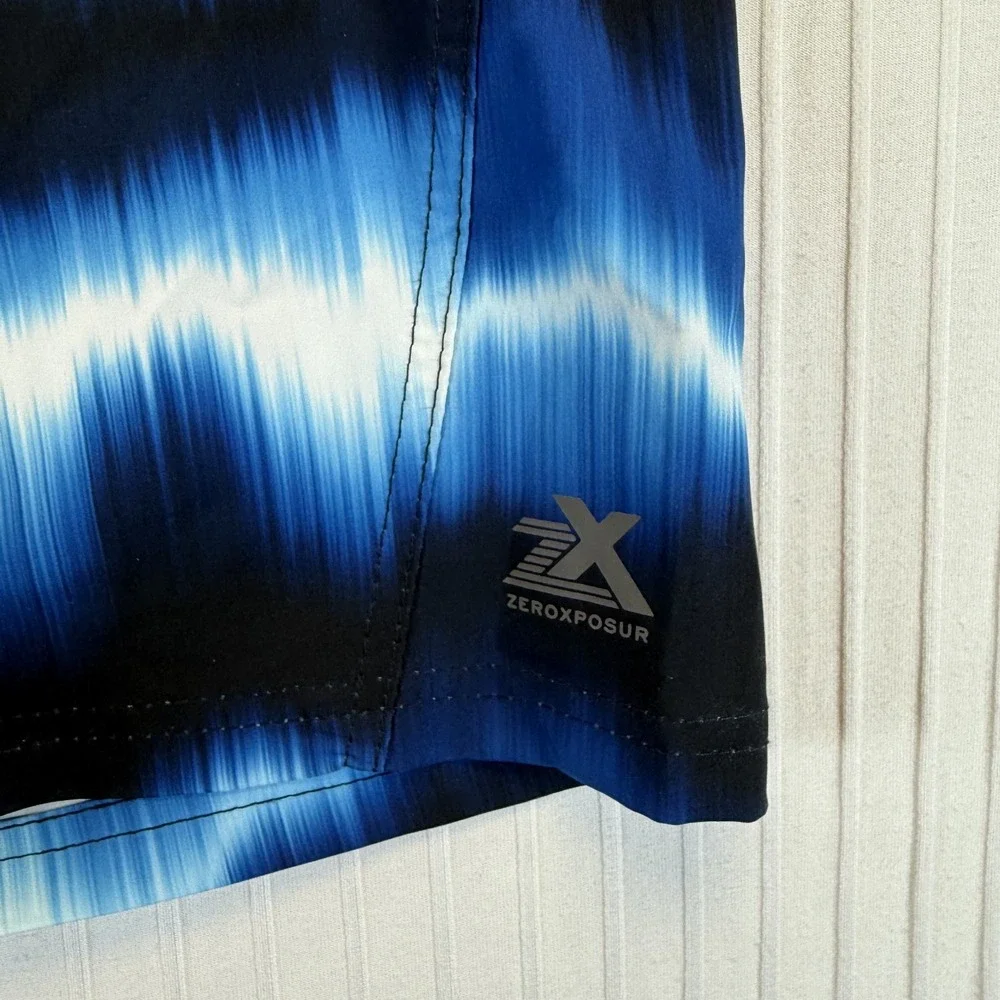 ZeroXposur Men Swim Trunks Blue‎ Tie Dye Drawstring Lined Pockets Small NWT